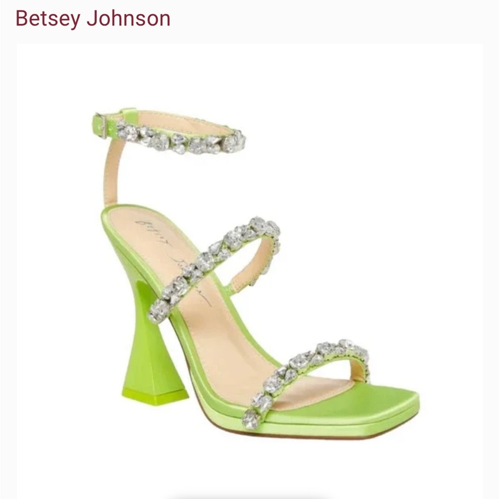 Betsey Johnson Green Rhinestone Heels with Sculptural Design